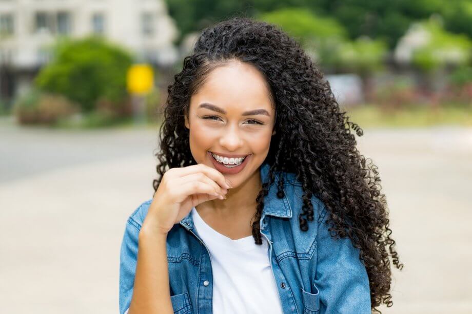 Young Woman with Clear Braces